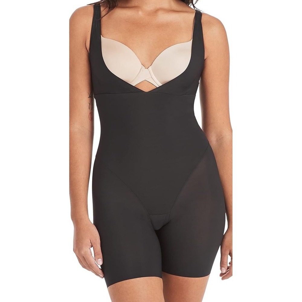 NWT Maidenform FL2556 Open Bust Body Shaper Smooth Control Black Large